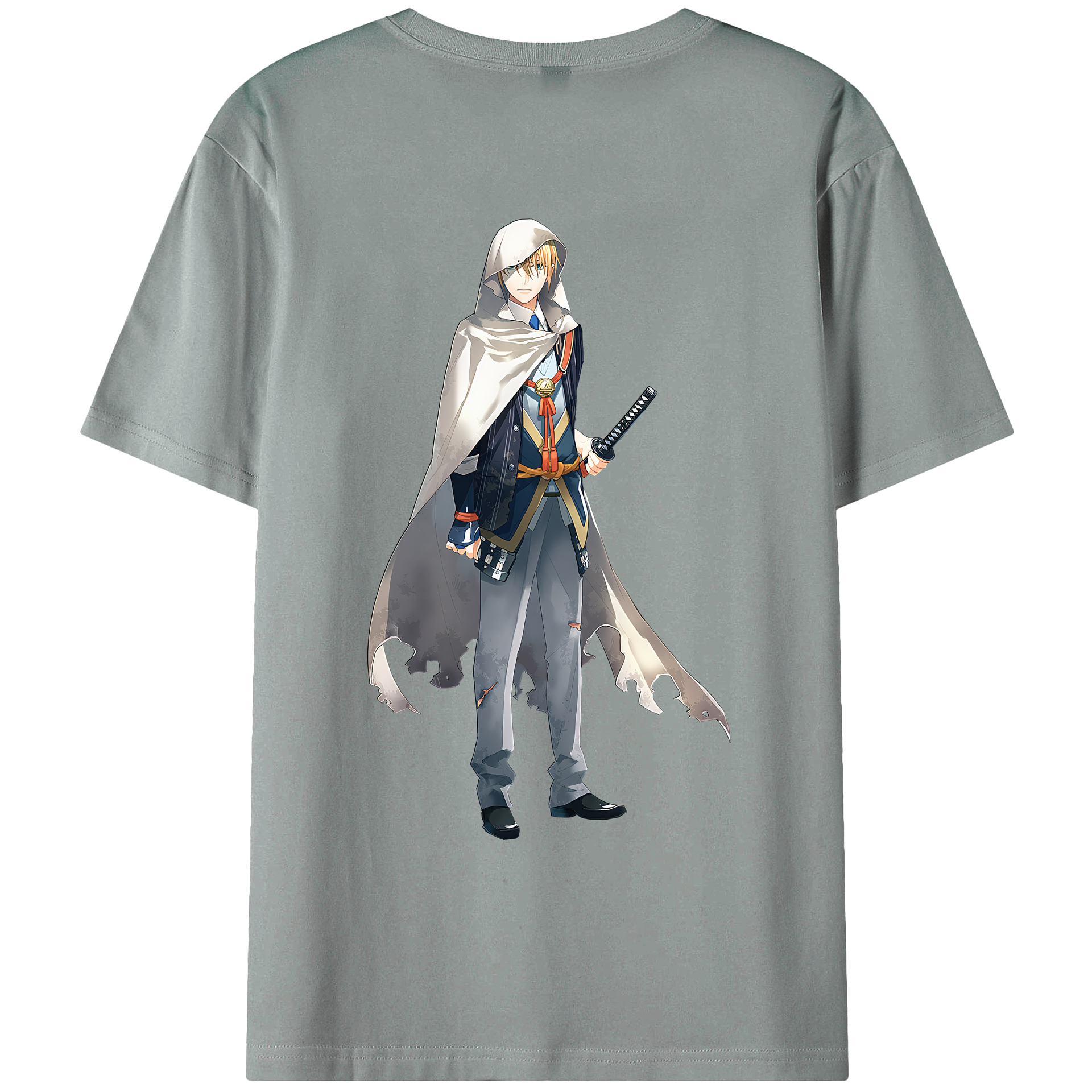 （画像用） 刀剣乱舞 Touken Ranbu 綿100％ メンズ半袖Tシャツ（バックプリント） 通気性